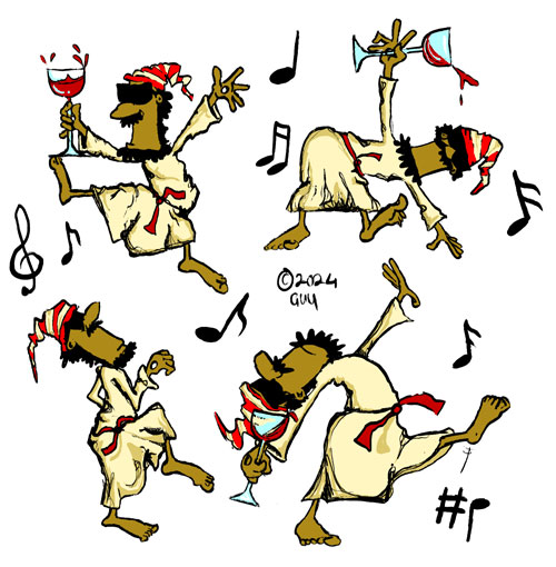 Gzuz, aka Jesus, dancing with wine