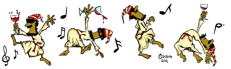 Gzuz, aka Jesus, dancing and boogie-woogie-ing with wine