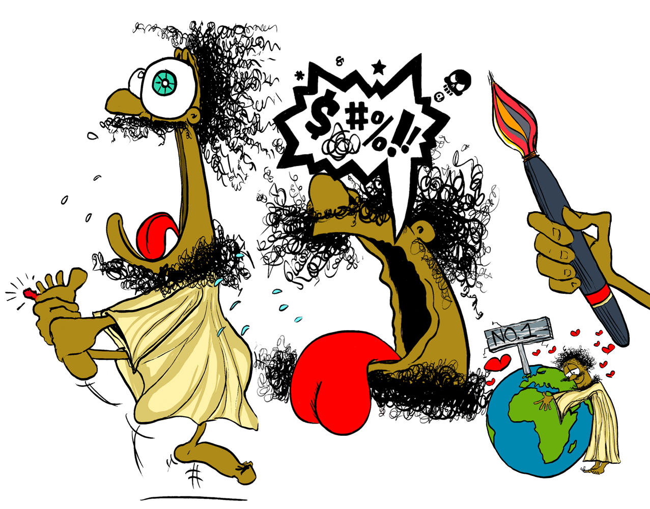 Gzuz and the Big Bang Theory - Gzuz running with glee with his holy hands in the air!