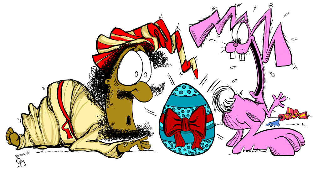 Gzuz and easter bunny - gzuz is amazed by the chocolate egg the easter bunny laid.