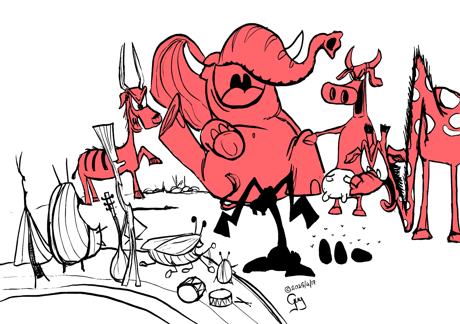 Gzuz and the Easter Bunny - all the animals are laughing at the easter bunny who lays eggs